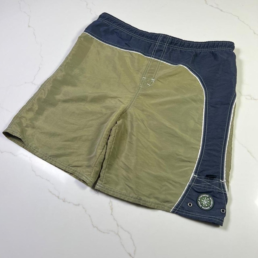 Sonoma Sport Board Shorts Mens XL Olive Green Navy Blue Mesh Lined Swim Trunks
